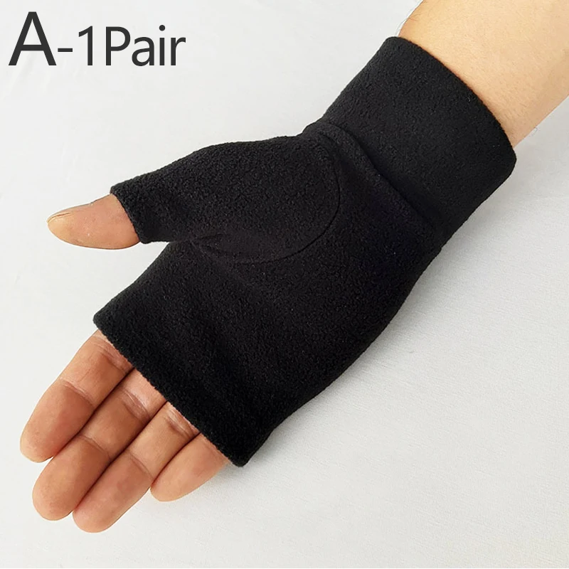 Winter Half Finger Running Fitness Gloves Man Women Fleece Touch Screen Fingerless Warm Mittens Windproof Velvet Driving Gloves