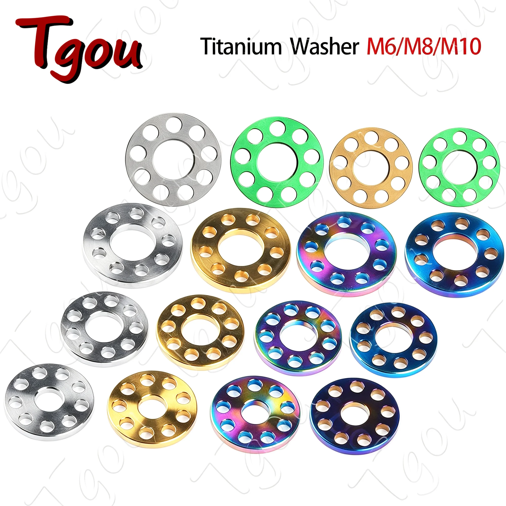 Tgou Titanium Washer M6/M8/M10 Nine Hole Gasket for Motorcycle 1pcs