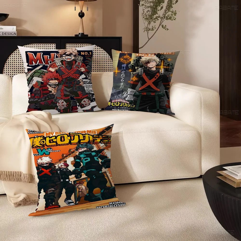 Anime B-Bakugo Katsuki Pillow Covers Cartoon Sofa Decorative Home Double-sided Printing Short Plush Cute Cushion Cover