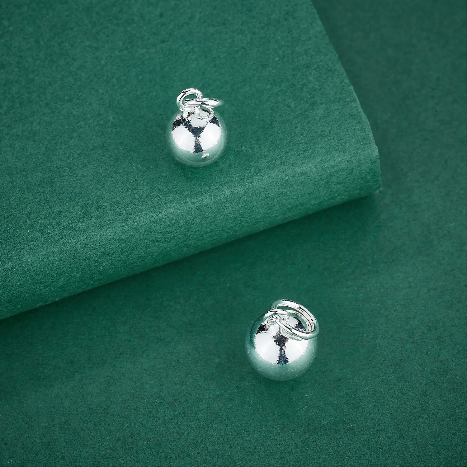 1pc 925 Sterling Silver Round Ball Charms(No Ringing) 4-8mm Glossy Ornament Pendants DIY Gift Necklace Jewelry Making Findings