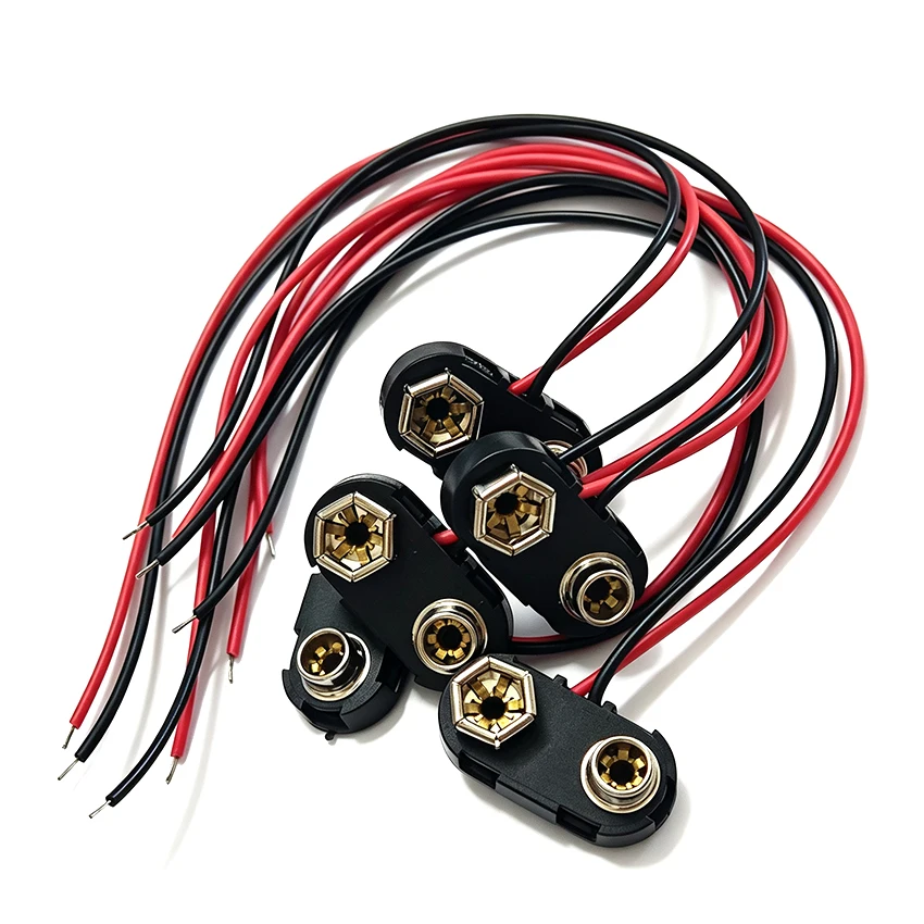 10pcs 9V Battery Snap Connector Clip Lead Wires 15cm Holder Hard Plastic Shell Battery Wiring Buckle