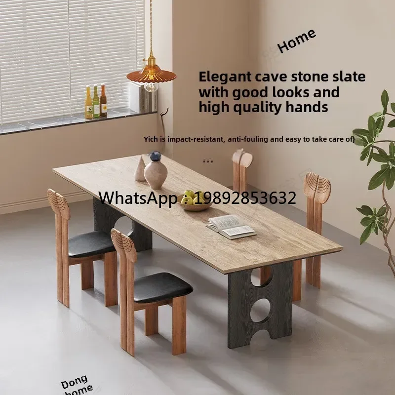 Z1 solid wood retro dining table and chairs rock slab workbench cave stone minimalist desk living room premium dining table