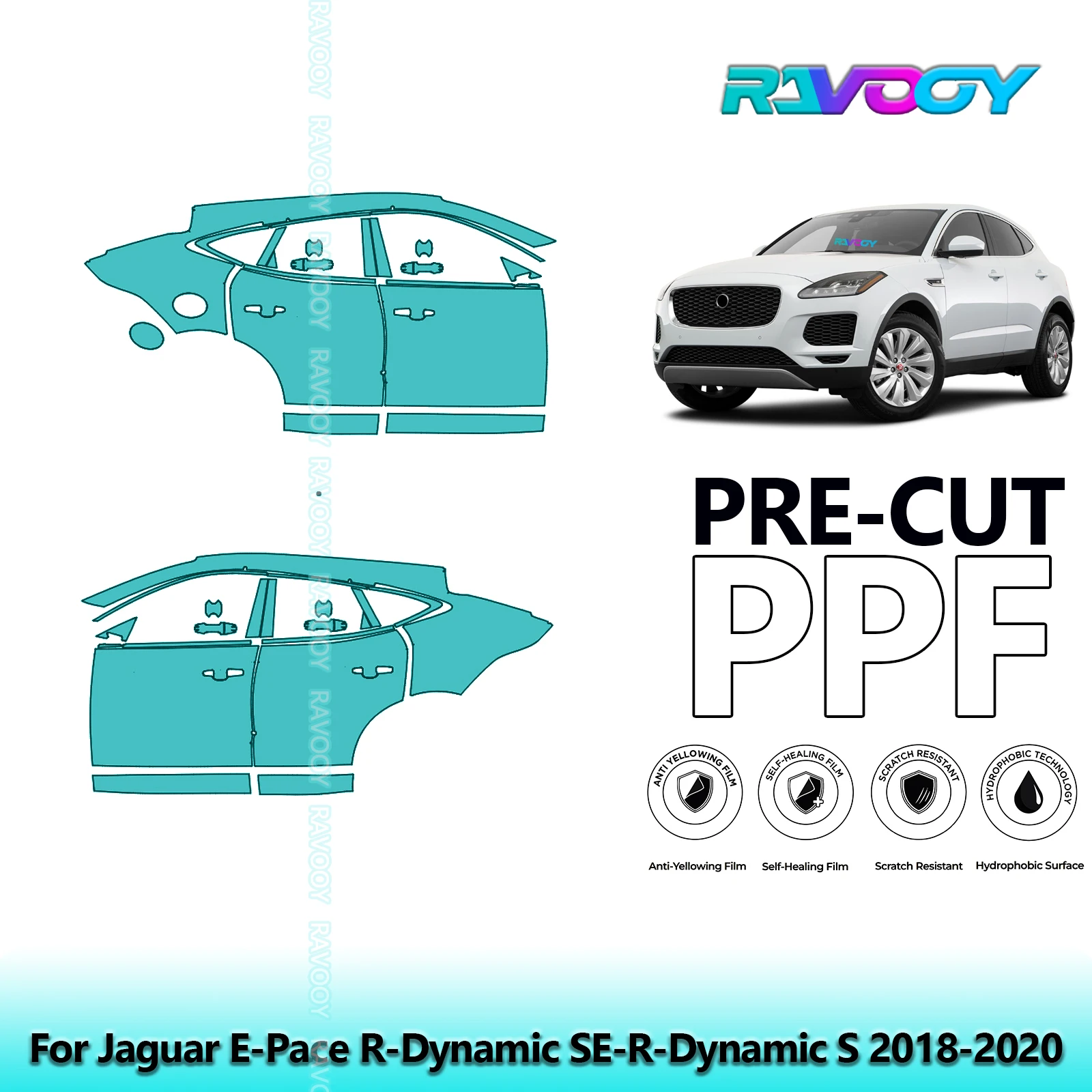 

For Jaguar E-Pace R-Dynamic SE-R-Dynamic S 2018-2020 8.5mil Pre-Cut PPF Door & A/B Pillar Kit TPU Paint Protection Film Set
