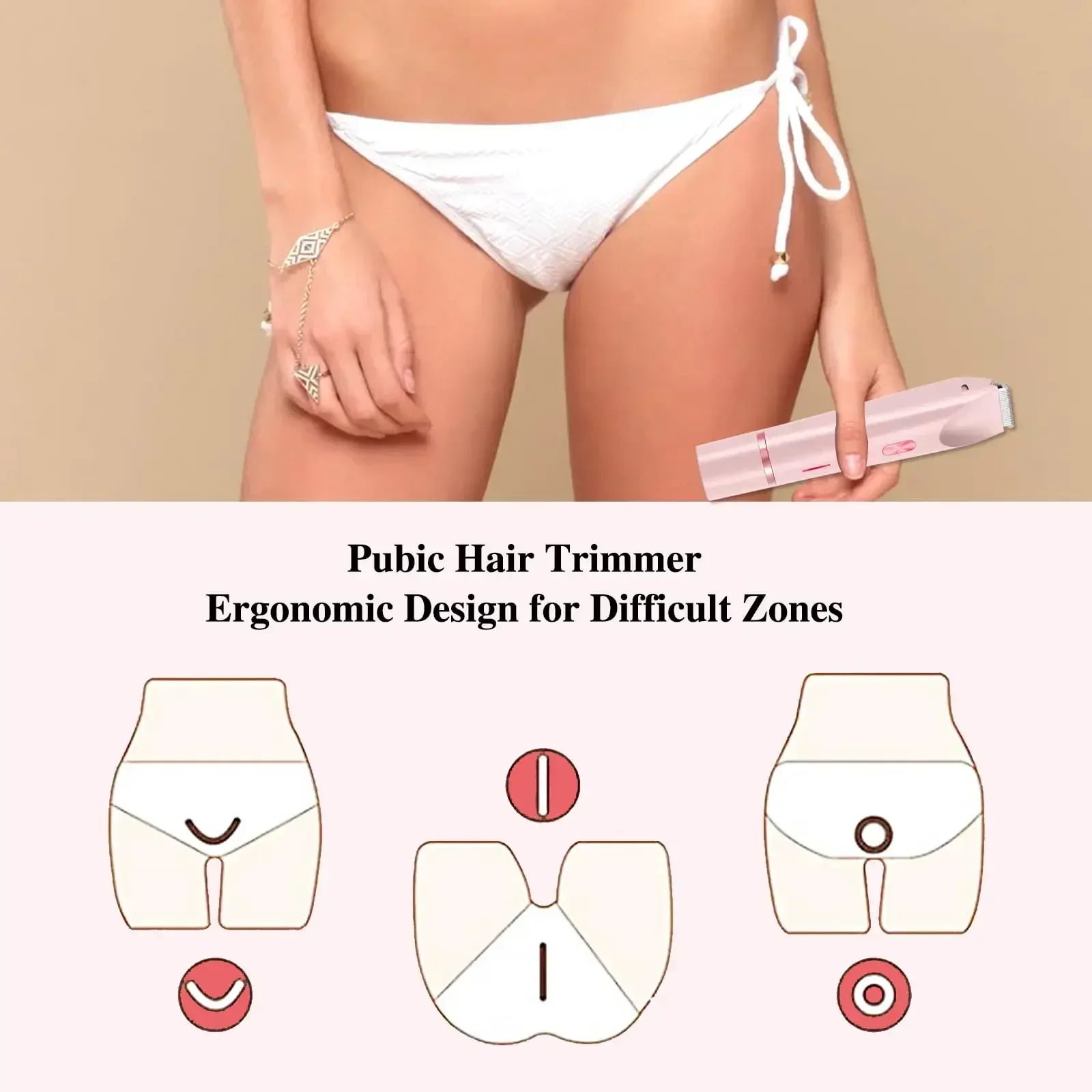 Rasoirs électriques pour femmes 2 en 1, tondeuse de bikini indolore à double tête, utilisation humide et sèche pour dames, poils pubiens, tête détachable