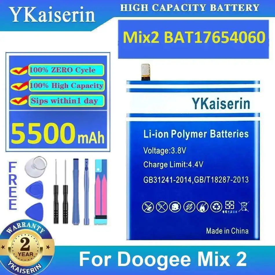 

Long Lasting Mobile Phone Battery Mix2 BAT17654060 For Doogee Mix 2 5500Mah High-Capacity