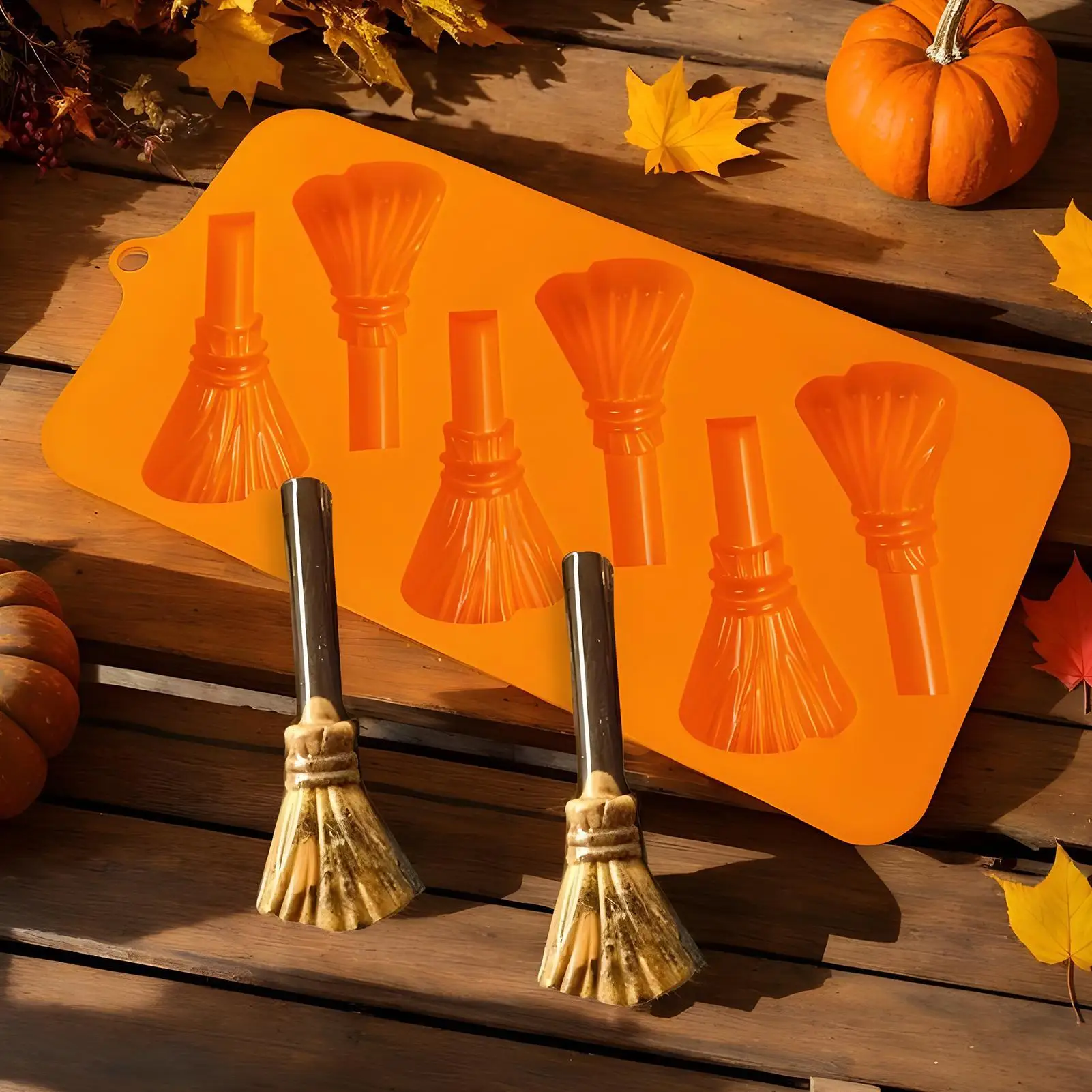 Halloween Silicone Mold Fondant Spider Broom Pumpkin Moulds Non Stick Easy Release Silicone Mold For Fondant Baking Resin Wax