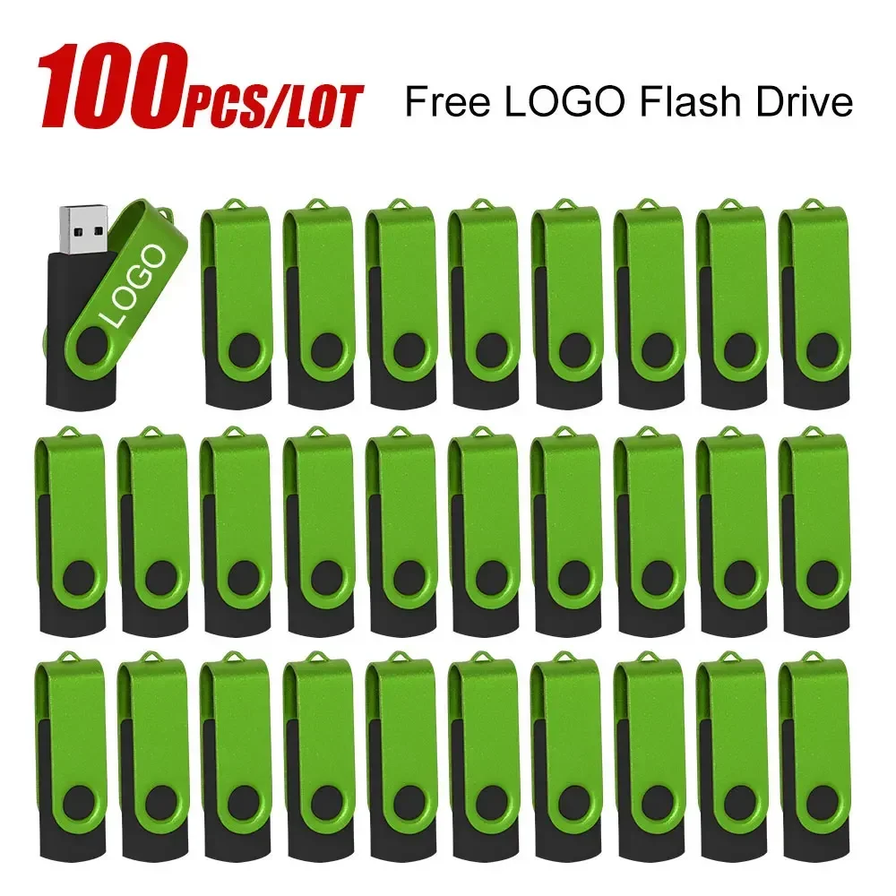 100 Pcs/Batch Logo Free Metal USB 2.0 Flash Drive Pen Drive 64GB 32GB 16GB 8GB 4GB Pen Drive U Disk Memory Stick USB Flash Gift