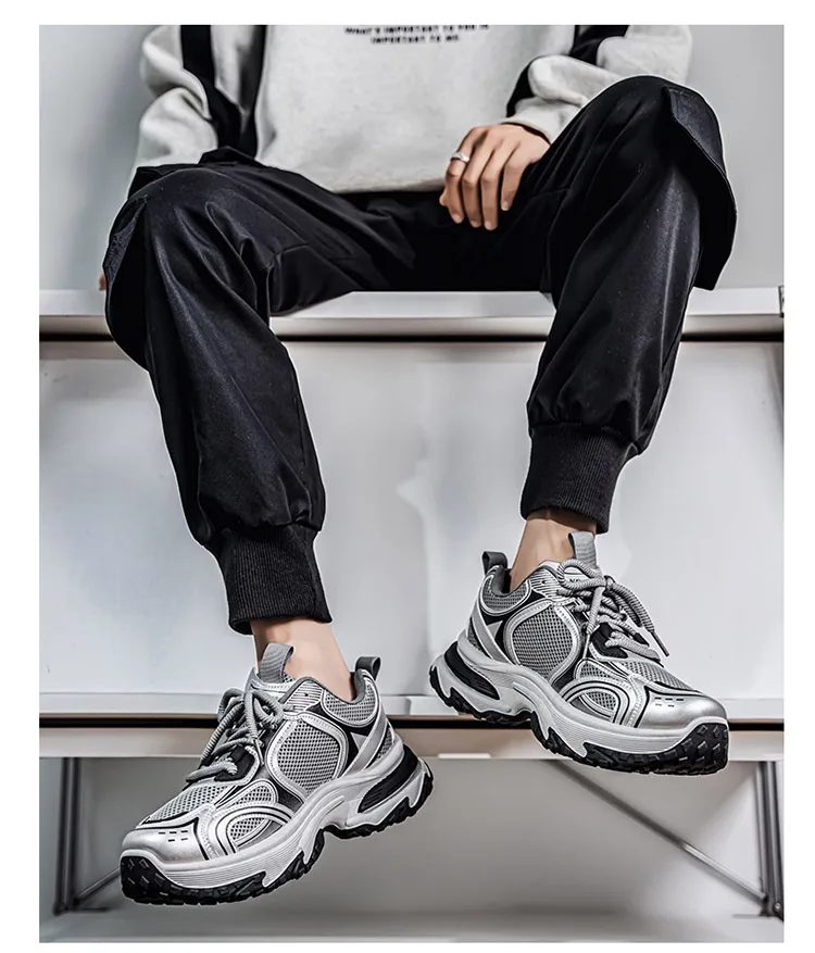 Men's Chunky Dad Sneakers Breathable Mesh Running Shoes 3 Colors – Detail 23