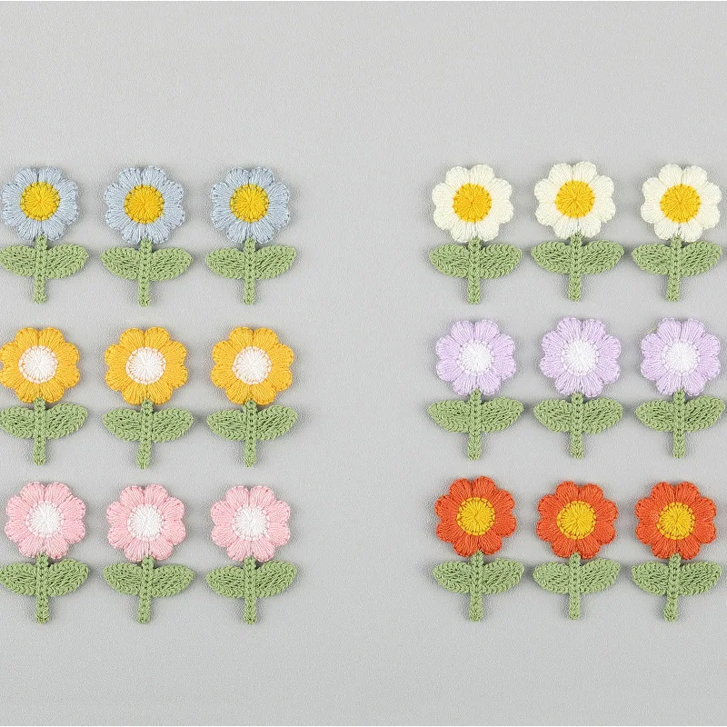 36 Stück, 2,3 x 3,5 cm, bestickte, gehäkelte Blumenapplikationen zum Basteln von Kopfschmuck, Haarnadeln, Dekorationen, Kleidungsstücken und Accessoires. – Detail 10