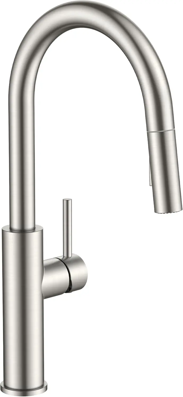

High Arc Pull Down Kitchen Faucet, Brushed Nickel Stainless Steel, 1 or 3 Hole Mount for Sink