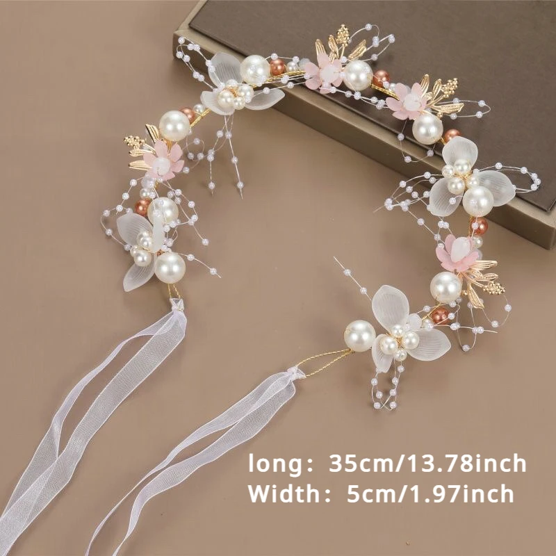 1pc Flower Headband Beautiful Garland Wreath Hair Bands Wedding Birthday Floral Hair Hoop Wrist Band Headwear flowers