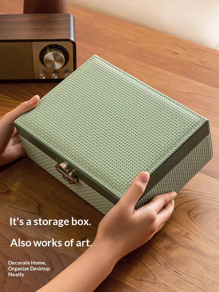 High-capacity, elegantly designed double-layered lockable jewelry box (luxury-style leather storage box for gold jewelry)