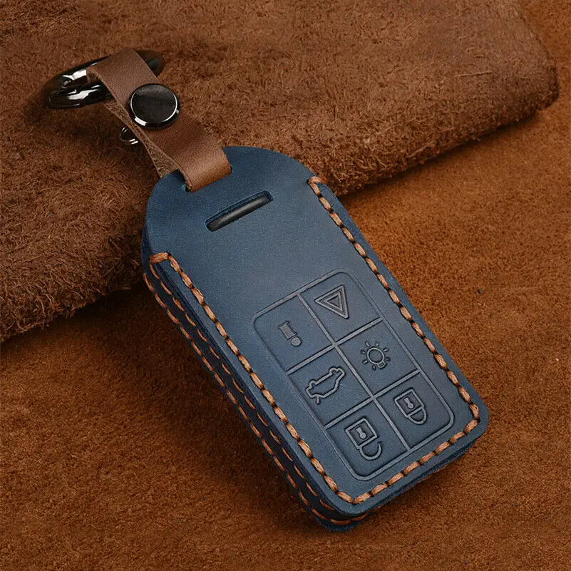 Leather Car Remote Key Shell Case Cover for Volvo XC60 V60 S60 XC70 V40 Auto Accessories  Key Holder with Keychain