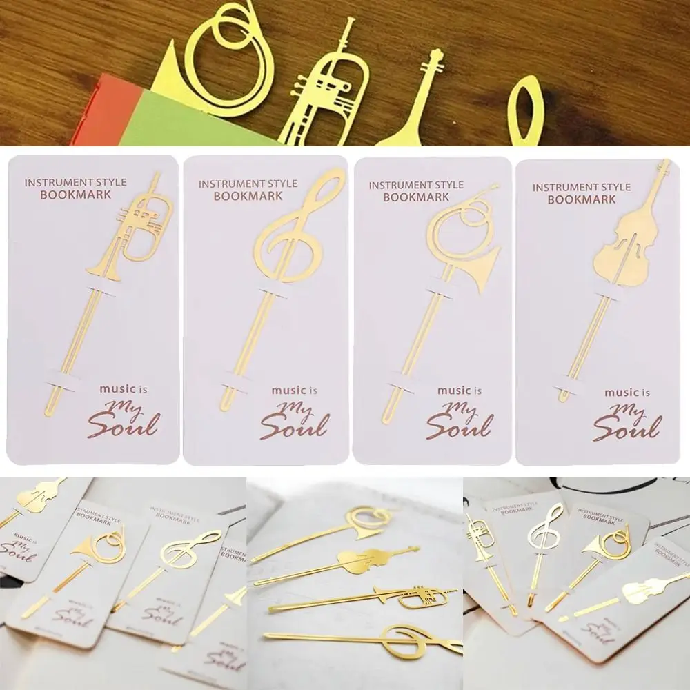 Nieuwe Gouden Muzieknoot Muziekinstrumenten Bladwijzer Kantoor Metalen Meta Book Maker Geschenken Schoolbenodigdheden Paperclips Student