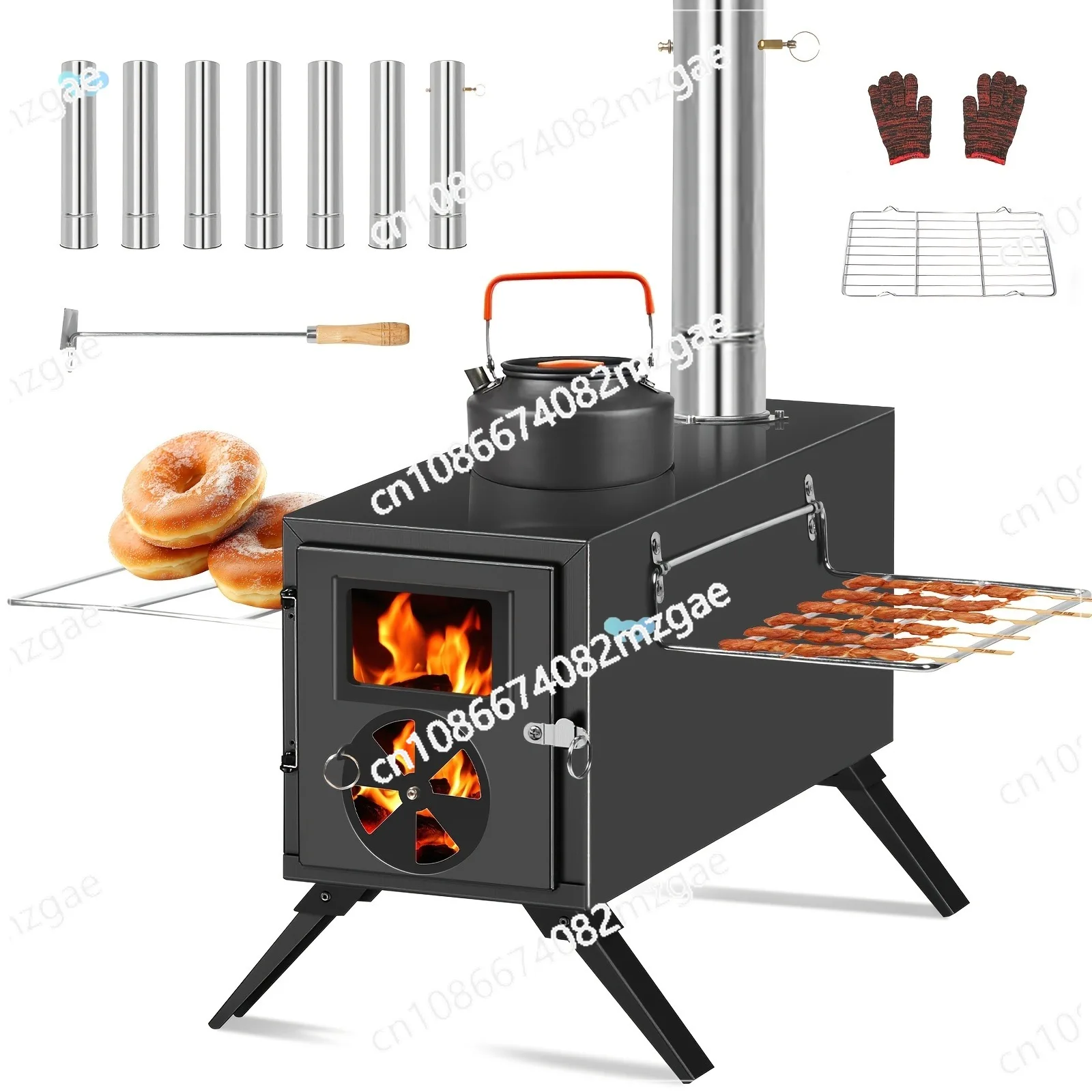 

Портативная дровяная печь из углеродистой стали с 7 дымоходами