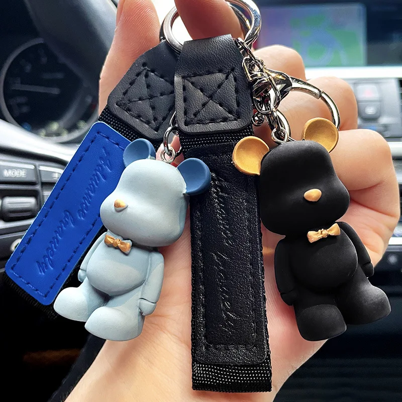 Bomgom Cartoon Popobe Gloomy Bear Teddy Bear Cute Keychain Car Key Holder Bag Charm Resin Key Chain Key Ring Pendant Kids Toy