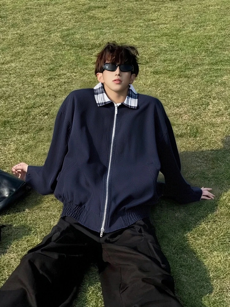 

Teddy Bear Collection American Sle Embroidered Heavyweight Loose Fit Zipper Jaet Men's Autumn Winter Casual Cotton Coat