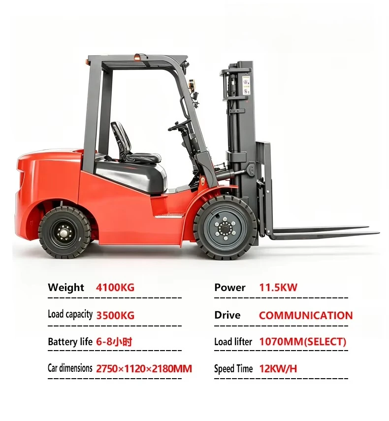 High Efficiency 3.5 Ton Electric Forklift 60V/1070AH AC Motor Heavy Duty Forklift with Side Shifter
