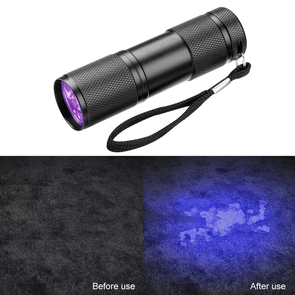 Linterna ultravioleta de luz negra, 21 LED, 395-400nm, 9 LED, 12 LED