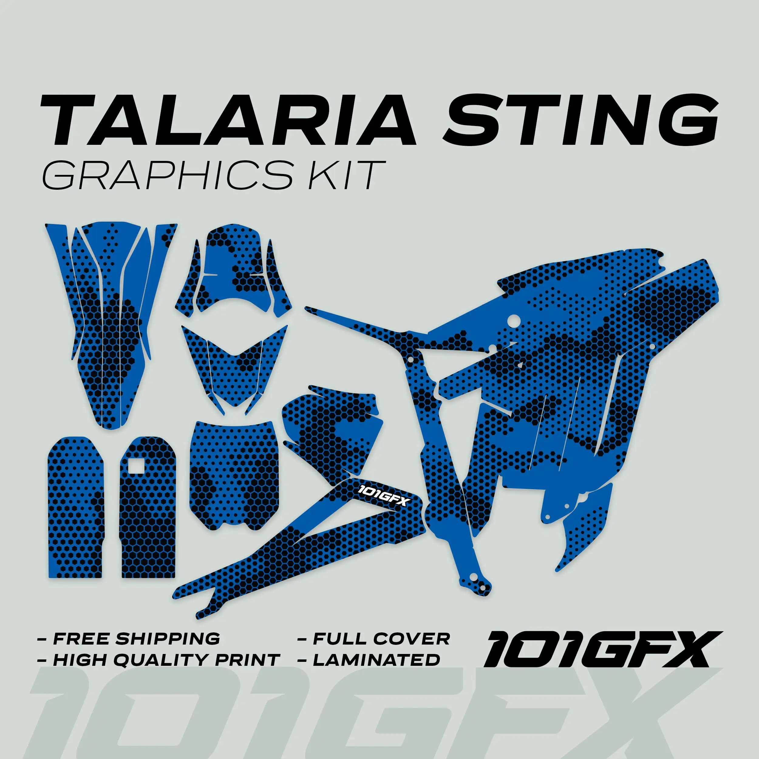 Graphics Kit HEXOCAM BLUE Decals Stickers Laminated Camo hexagonal honeycomb modern wrap eBike Emoto For Talaria Sting MX3 MX4