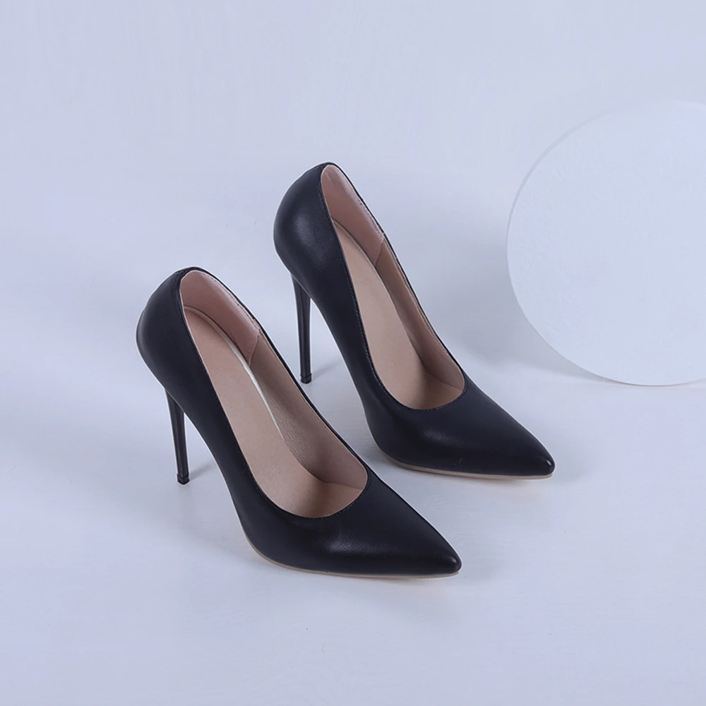 New Spring Classic Red White Women Pumps Pointed Toe High Thin Heels Office Lady Nude Shoes Plus Big Size12 42 44 47