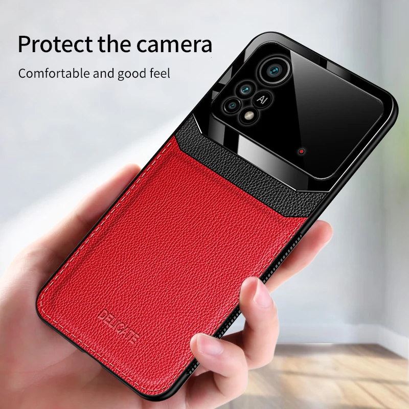 Genuine Leather Len Protect Case For Xiaomi Poco X3 NFC X4 Pro X5 F2 F5 M3 M2 M4 Pro 4G 5G F4 F3 GT C40 C31 Luxury Cover