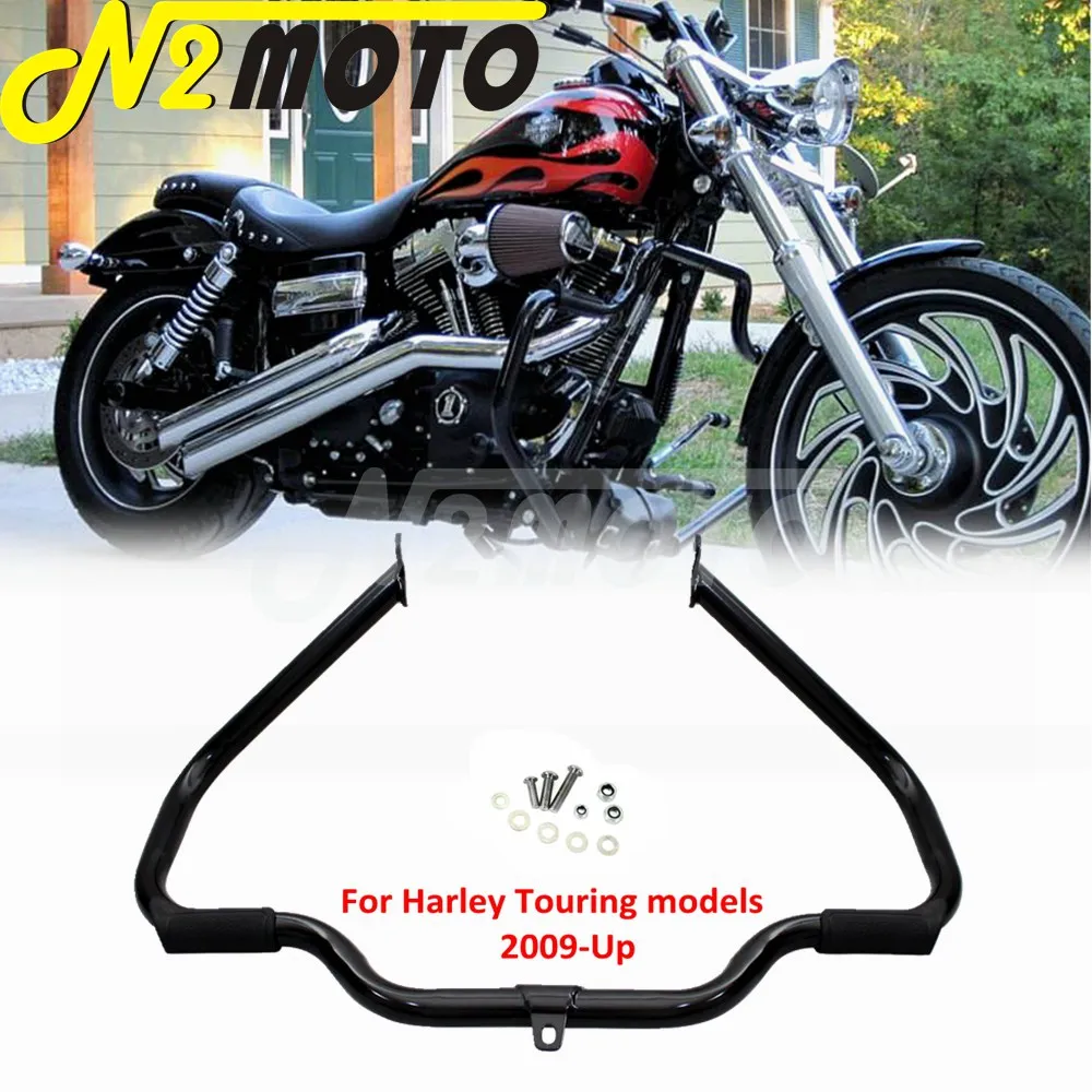 

Motorcycle Black Highway Engine Guard Crash Bar Rail Bumper Protector for Harley Touring Road King Street Glide Electra 2009-Up