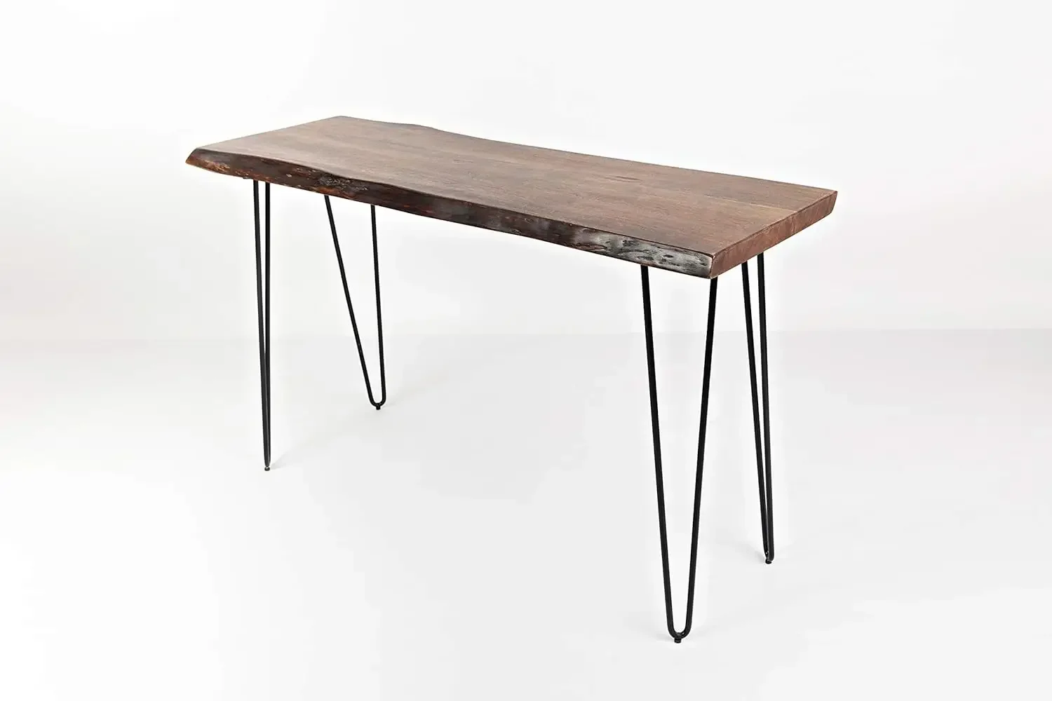 [سعر مخفض، حار بيع! طاولة أريكة ذات حافة حافة حية من الخشب الصلب الحديث مقاس 50 بوصة، كستنائي