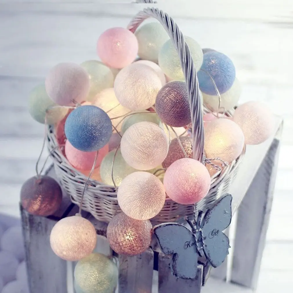 ICOCO – guirlande lumineuse LED boule de coton, boîte à piles, décoration de noël, arbre de noël, ameublement de la maison