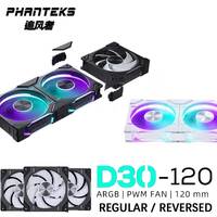 Phanteks D30-120 case 120mm Fan Regula/ Reverse Airflow 4pin PWM, 30mm Thick/ four-sided Magic Color Wireless Stitching