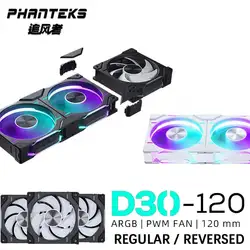 Phanteks D30-120 case 120mm Fan Regula/ Reverse Airflow 4pin PWM, 30mm Thick/ four-sided Magic Color Wireless Stitching