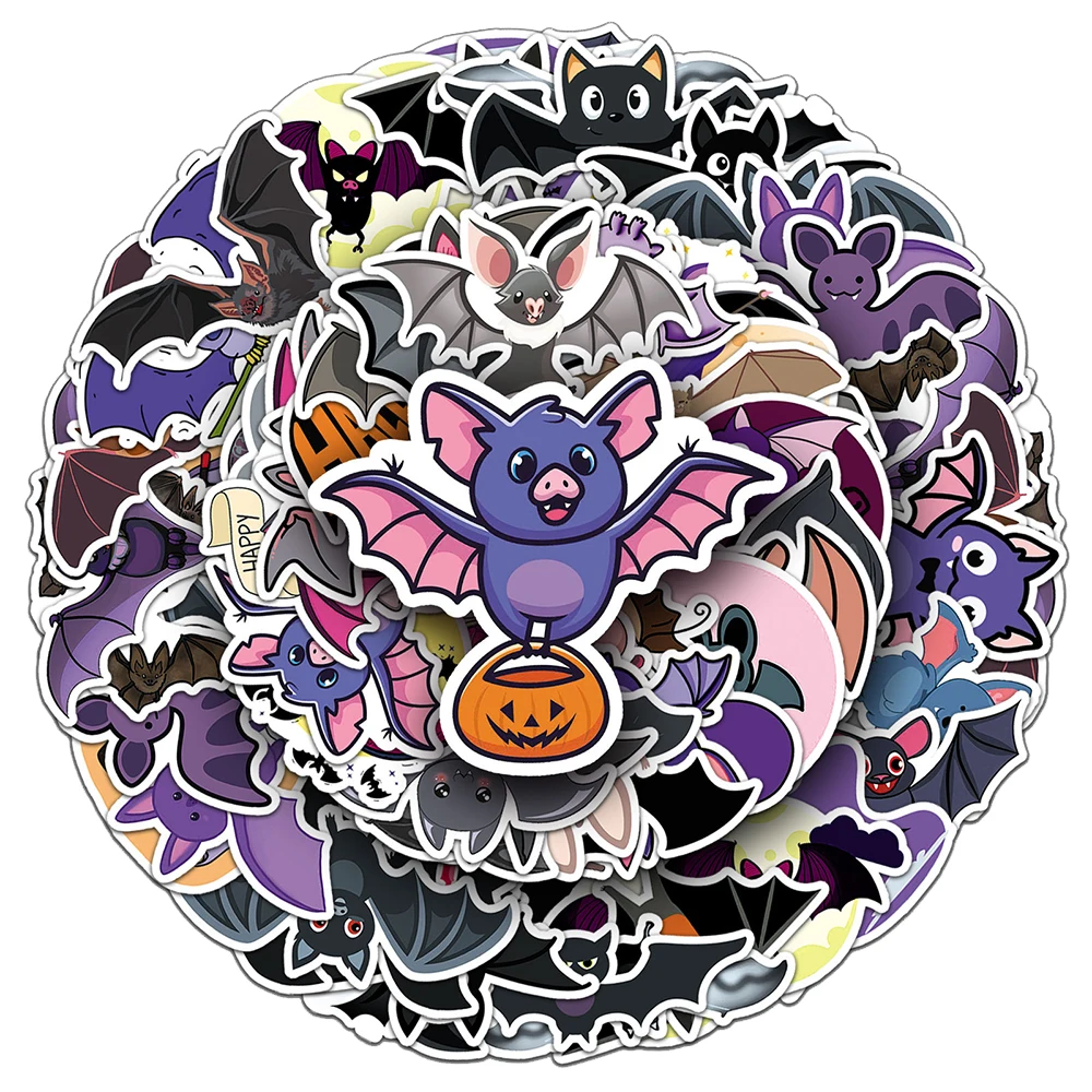 10/30/50pcs Kawaii Halloween Bat Cartoon Stickers Cute Animal Graffiti Sticker Scrapbook Suitcase Bike Phone Funny Decals Decor