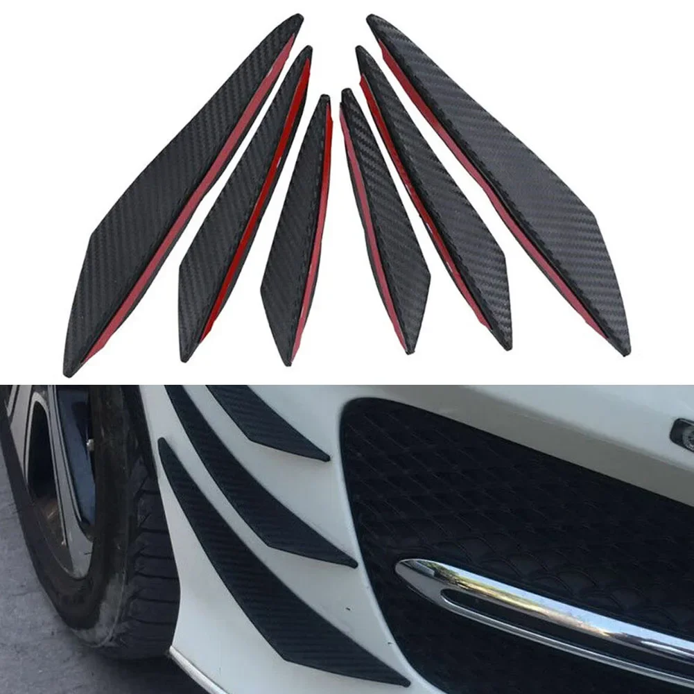 Car Bumper Strip Car Front Bumper Lip 6pcs/set Body Spoiler Canards Rubber Splitter Fins Universal Fitment Car Parts