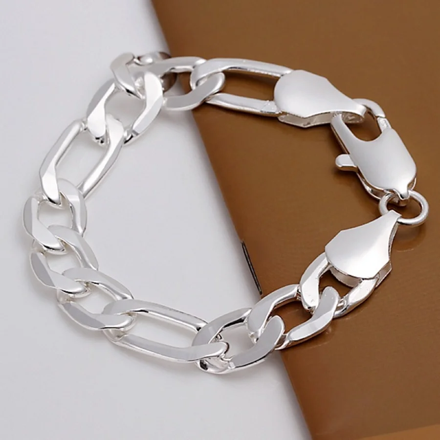 

top quality beautiful 925 Sterling Silver Bracelet Jewelry fashion charm Men Women Chain 6/8/10/12MM Bracelets noble nice link