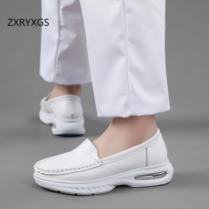 ZXRYXGS Top Cowhide White Sneakers Nurse  Air Cushion Shoes New 2026 Large Size Comfortable Breathable Shoes Women's Trend Shoes view 5