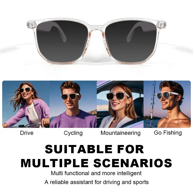 Inteligentne okulary Bluetooth z dotykowym sterowaniem, audio, muzyką, kamerą, antyrefleksem niebieskim, filtrem UV400 i polaryzacją, okulary przeciwsłoneczne dla kobiet i mężczyzn.