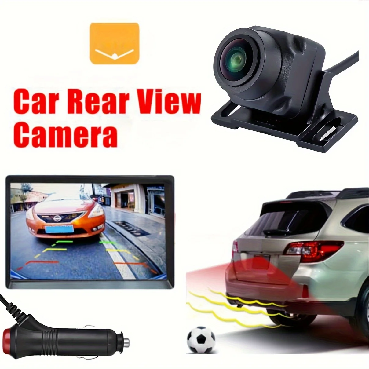 4.3\'\' Wireless Car Monitor+Night Vision Reverse Camera Backup Rear View Parking Kit, With Adapter