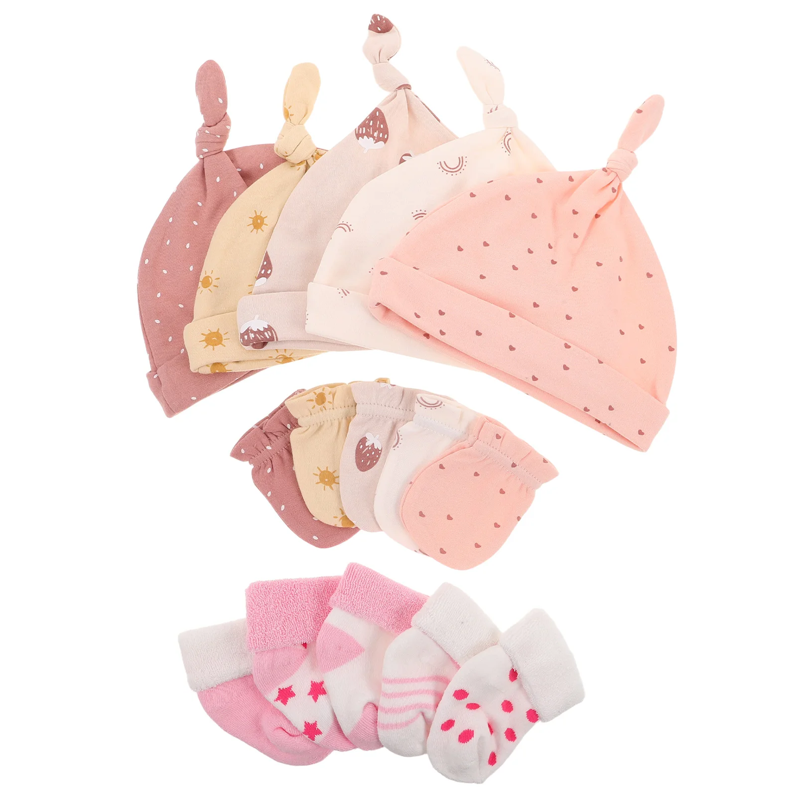 

Newborn Set Baby Hat Mittens Socks Soft Cotton Gentle Skin Full Protection Warm Practical Easy Wear Newborn Care