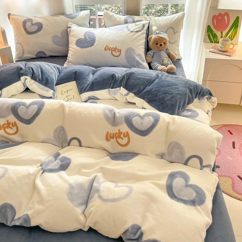 2026 Cartoon Flannel Duvet Cover High Quality Skin-Friendly Quilt Cover for Double Queen Autumn and Winter Thick Home Textiles