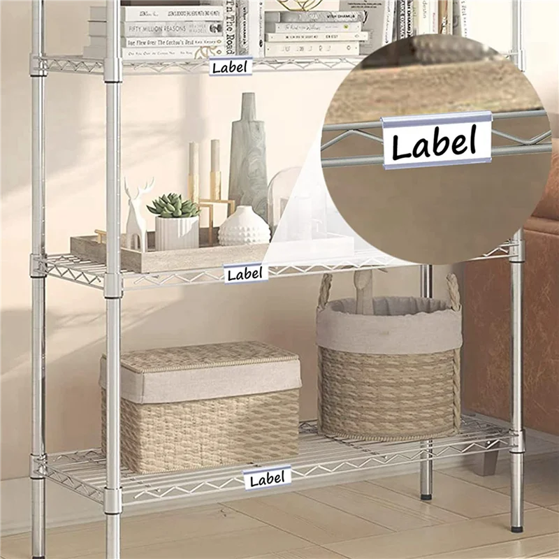 ABXF-Wire Shelf Label Holders, 120 Pack Plastic Wire Shelf Label Clips With Label Paper Removable Wire Rack Label Holder