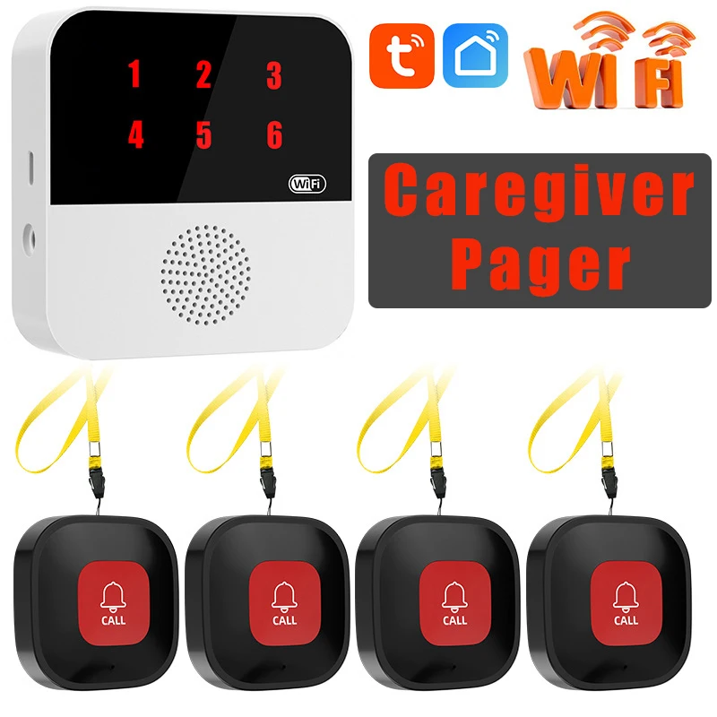 

Система экстренного вызова SOS для пожилых людей и пациентов: Wi-Fi пейджер для ухода, кнопка экстренного вызова, медицинский оповещатель для использования дома