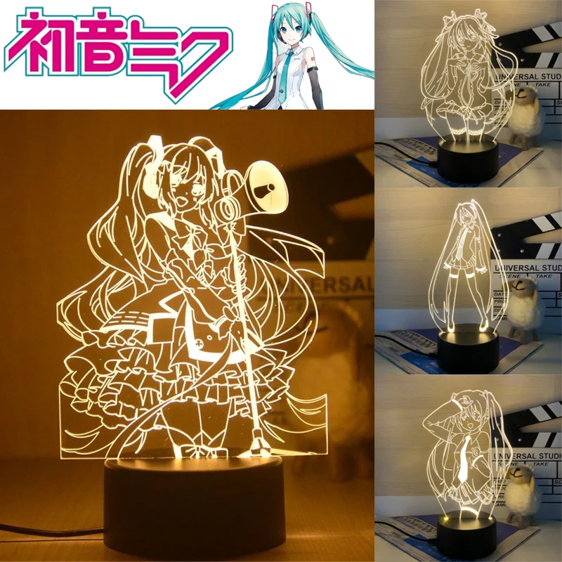 Hatsune Miku Night Light Cartoon LED Children\'s Bedroom Decoration Desktop Ornaments Kids Room Bedside Sleeping Lamp Gifts