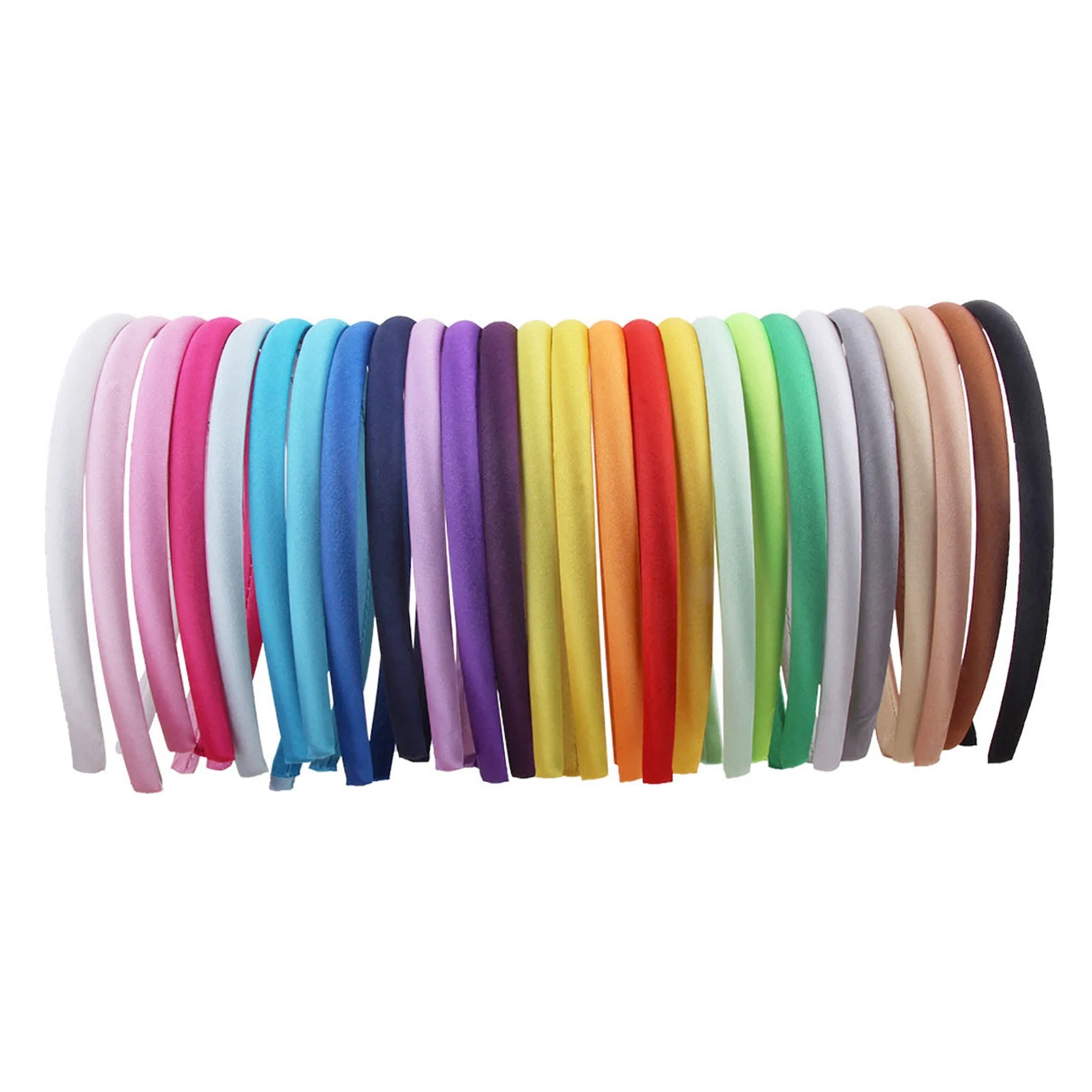 10 Mixed Color Plastic Headband Covered Satin Hair Band 9mm for DIY Craft