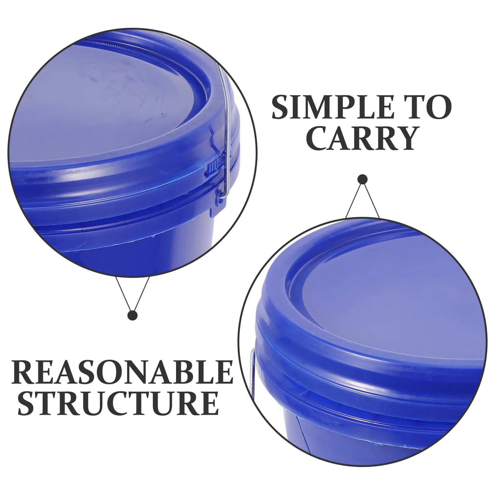 Ergonomic Handle Plastic Paint Bucket Lid Round Reusable Storage Container for Painting Art Crafts Home Workshop
