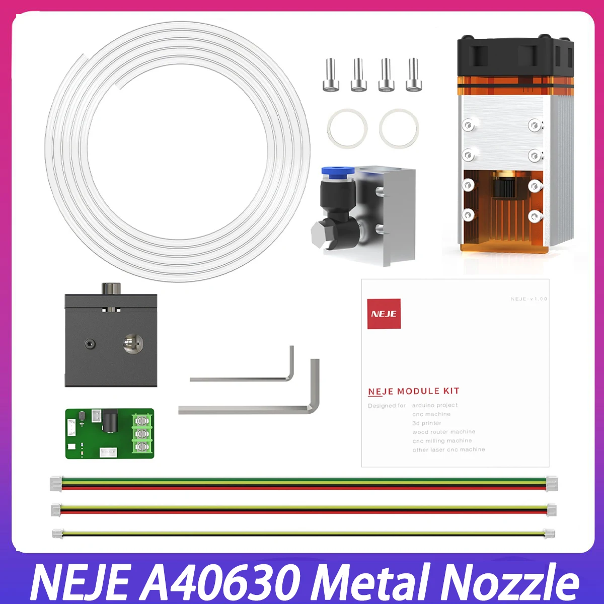 NEJE A40630 High Power Laser Module with Air Assist Metal Nozzle TTL Laser Head for CNC Engraving Cutting Machine DIY Tool