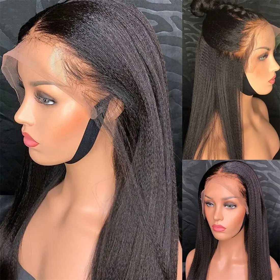 

Kinky Straight Lace Front Wigs Human Hair Pre Plucked With Baby Hair 180% Density Human Hair Wigs Human Hair Lace Front Wigs For