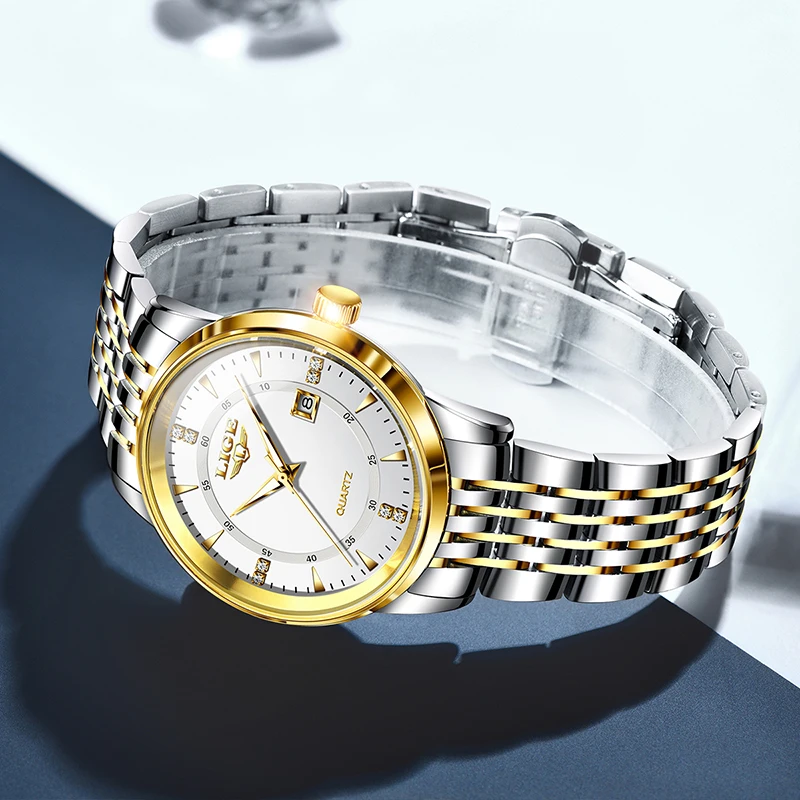 LIGE 2025 جديد ساعة رجالي ساعة رجالي فاخرة مقاوم للماء مضيئة الفولاذ المقاوم للصدأ ساعة رياضية كوارتز ساعة رجال الأعمال