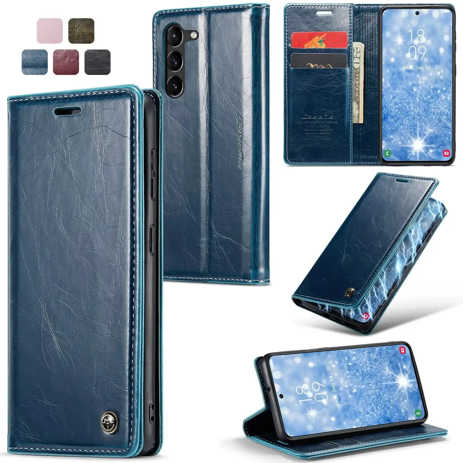 

High-end Leather Wallet Case For Samsung S24 S23 S22 S21 S20 Ultra S10 Plus Shockproof Guard Front Card Slots Holder Back Cover