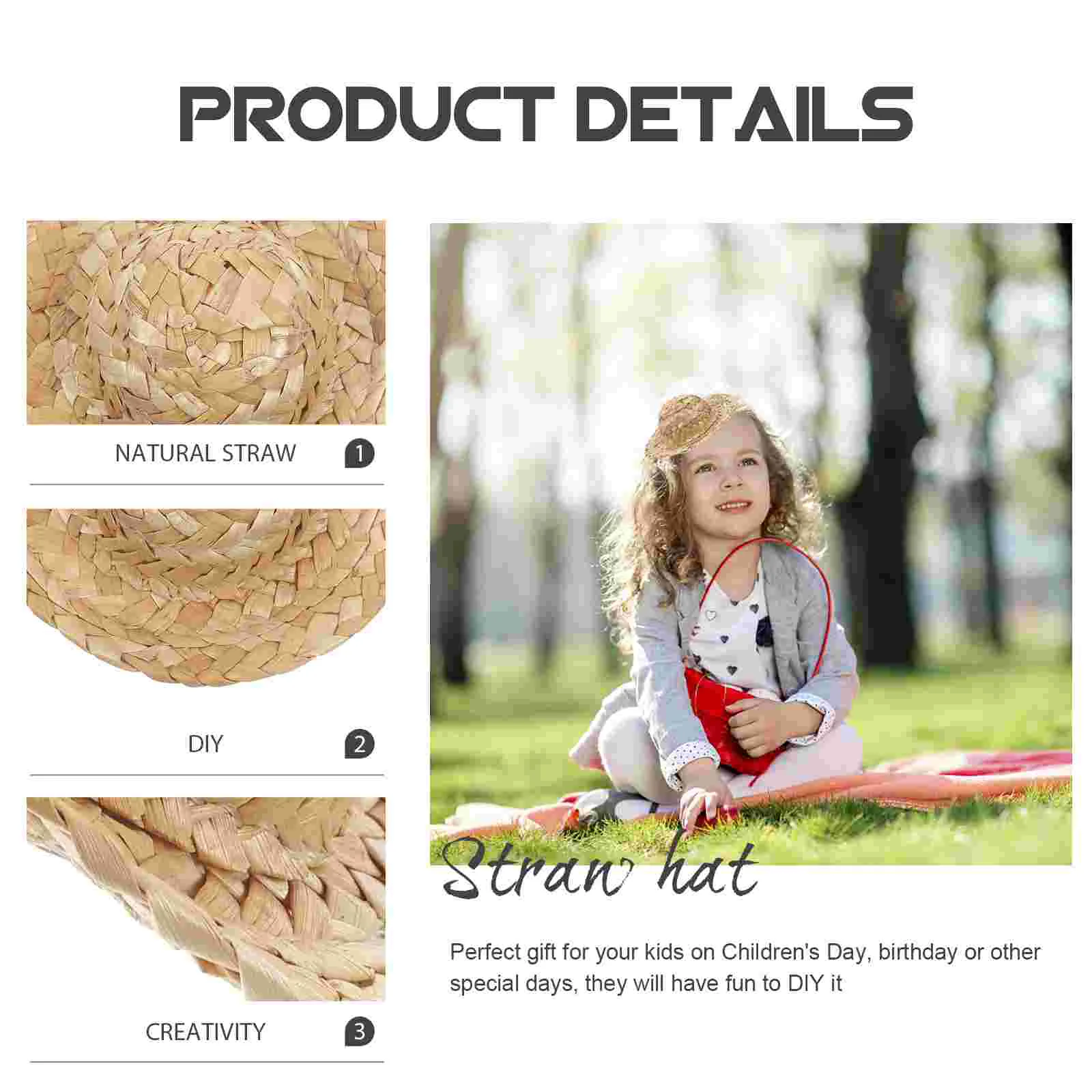 Crafts for Girls Drawing Straw Hat Kids DIY Painting Props Foldable Women's