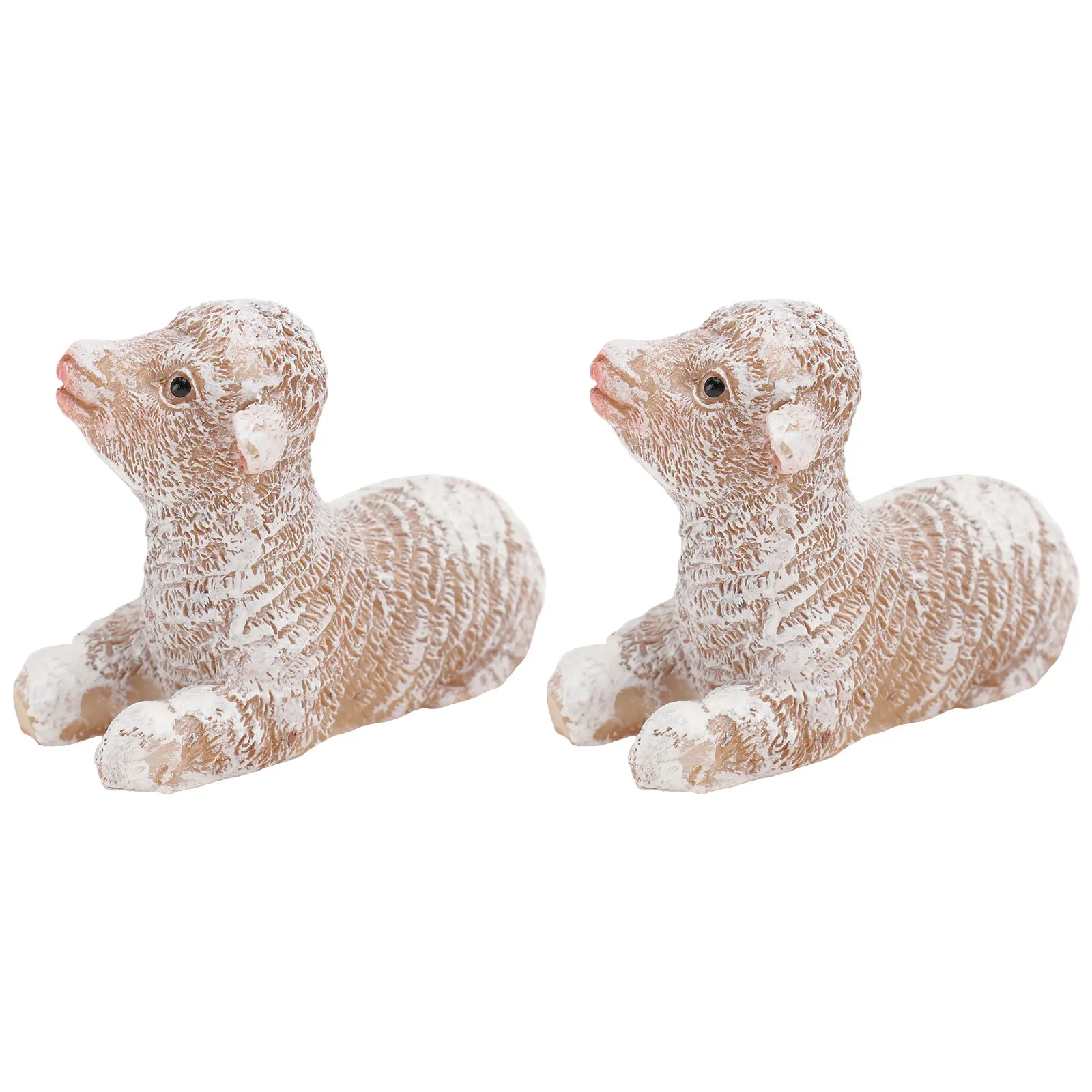 

2Pcs Resin Sheep Ornament Lifelike Home Garden Decor Adorable Craft Gift for Kids Families Desktop Bonsai Decoration Yard